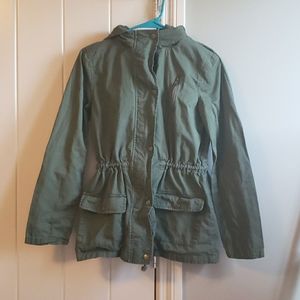 Size small Dark green fall jacket.